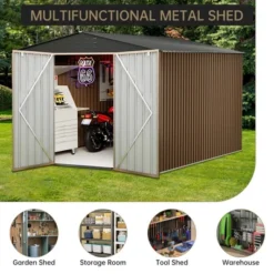 Large Metal Storage Sheds,8X 8 FT Outdoor Storage Shed, With Reinforced Sloping And Lock,Waterproof，for Backyard, Garden Patio Lawn -The Range Shop GUEST 883bc1a1 e681 4349 9435 cddce4ffd8ca