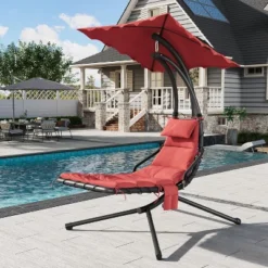 Hanging Chaise Lounge Swing Chair With Canopy, Curved Steel Hammock Lounger For Indoor And Outdoor Use, Patio, Pool, Garden -The Range Shop GUEST 88e9eef1 b6a4 40c8 a5b5 d7b6234c4c6e
