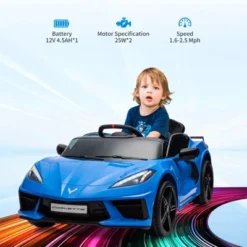 12V Kids Ride On Car, Sports Licensed Corvette Electric Car Toy For Toddles, With Remote Control, Visual Dashboard, LED Lights, Music, For Kids 3-10 -The Range Shop GUEST 88fccad1 d4e6 4834 835a 9455cb0b81ed
