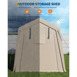 7x10 FT Outdoor Storage Shed, Motorcycle Shed With 2 Roll-Up Zipper Doors & Vents, Heavy-Duty Carport Portable Garage For Bike Firewood Tools, Khaki -The Range Shop GUEST 892c8e60 2337 41ce a75f f4e79ca7ec6a