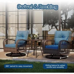 3 Pieces Outdoor Swivel Patio Rocking Chairs, Outdoor Wicker Patio Furniture, 2 Glider Chairs & Side Table, For Backyard, Garden, Balcony, Deck 12 3 Pieces Outdoor Swivel Patio Rocking Chairs, Outdoor Wicker Patio Furniture, 2 Glider Chairs & Side Table, For Backyard, Garden, Balcony, Deck -The Range Shop GUEST 89db4ddd ab48 4574 a6de f98f5989d4be