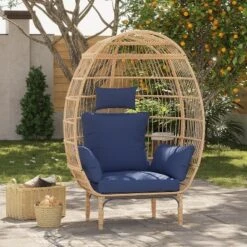 Wicker Egg Chair, Indoor Outdoor Lounger For Patio, 500 Lbs Capacity, All-Weather Rattan Wicker Egg Chair Outdoor, For Patio, Backyard -The Range Shop GUEST 8a9e5669 797f 4bba 9d61 aff1956c41da