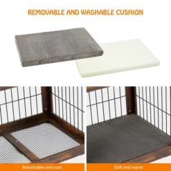 Dog Crate Furniture With Cushions, Indoor Wooden Dog Kennel With 2 Drawers, Dog Crate Side Table With Storage For Living Room, Foyer -The Range Shop GUEST 8b0056bf 74ac 4377 9425 be0251558cdb