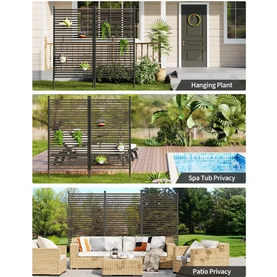 Metal Privacy Screen Outdoor Privacy Screen Freestanding,Outdoor Privacy Screen With Stand, Outdoor Privacy Fence And Panels. 5 Metal Privacy Screen Outdoor Privacy Screen Freestanding,Outdoor Privacy Screen With Stand, Outdoor Privacy Fence And Panels. - Image 5