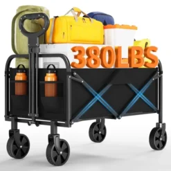 Collapsible Wagon Cart, 380 Lbs Capacity Heavy Duty Foldable Portable Camping Cart With All Terrain Wheels, Utility Beach Wagon For RV Grocery, Black -The Range Shop GUEST 8b435bfb b4d8 4e9d ba03 ad2b4b33881c