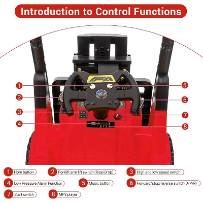 12V Kids Ride On Forklift Car With Tent, Electric Ride On Construction Car Toy For Toddles With Remote Control, 2 Speeds, Music 2 12V Kids Ride On Forklift Car With Tent, Electric Ride On Construction Car Toy For Toddles With Remote Control, 2 Speeds, Music - Image 2