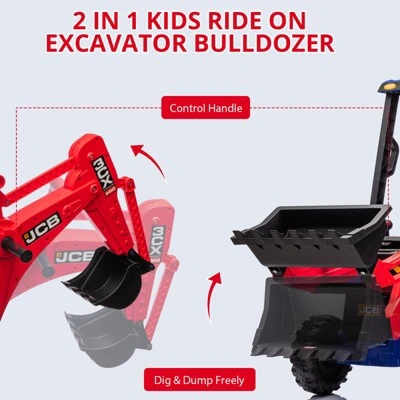 Ride On Excavator Bulldozer, 12V Kids Electric Vehicle With Remote Control, Front Loader, Digger, Horn, Adjustable Seat, Excavator Ride On Car Toy 6 Ride On Excavator Bulldozer, 12V Kids Electric Vehicle With Remote Control, Front Loader, Digger, Horn, Adjustable Seat, Excavator Ride On Car Toy - Image 6