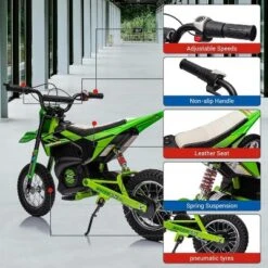 24V Kids Electric Off-Road Motorcycle 250W Motor Air-Filled Tires Metal Suspension Max 22KM/H 139LBS Load For Ages 6+ Riding Toy
