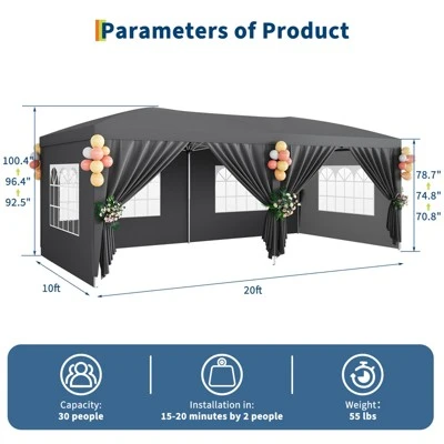 Pop Up Canopy Tent With 6 Removable Sidewalls, Large Outdoor Canopies With Adjustable Heights, Easy Up Commercial Canopy Tents For Parties 7 Pop Up Canopy Tent With 6 Removable Sidewalls, Large Outdoor Canopies With Adjustable Heights, Easy Up Commercial Canopy Tents For Parties - Image 7