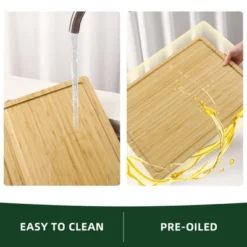 Large Bamboo Cutting Board With Built-in Deep Juice Groove And Back Inner Handles, Easy Cleaning -The Range Shop GUEST 8ef2afcf e137 4121 bc5e 816b761ab061