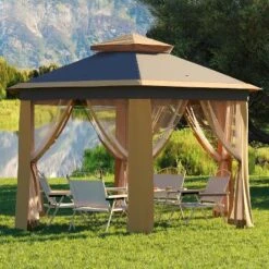 13x13 FT Hexagon Pop Up Gazebo W/ Mesh Windows, Instant Setup Canopy Tent For Outdoor Patio, Backyard, Garden & Events,w/Carry Bag, Adjustable Height -The Range Shop GUEST 8f2baca1 e454 46d8 b126 ca9b6071824e