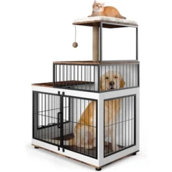 Dog Crate Furniture With Stairs, Wooden Dog Kennel Indoor With Double Doors, Cat Tree -The Range Shop GUEST 8f304c67 72a4 46e4 abee 2b5a42361398
