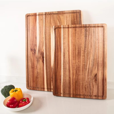 Large Acacia Wood Cutting Board, Reversible Charcuterie Board Cheese Board With Deep Groove 8 Large Acacia Wood Cutting Board, Reversible Charcuterie Board Cheese Board With Deep Groove - Image 8
