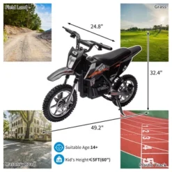 36V Ride On Dirt Bike For Kids,Fast Speed Electric Powered Off-Road Motorcycle,15.5MPH,Led Light,Leather Seat,Disc Brake,Air-Filled Tires,Black -The Range Shop GUEST 9070e7ea f6ca 429e a869 2167de9c9ef9
