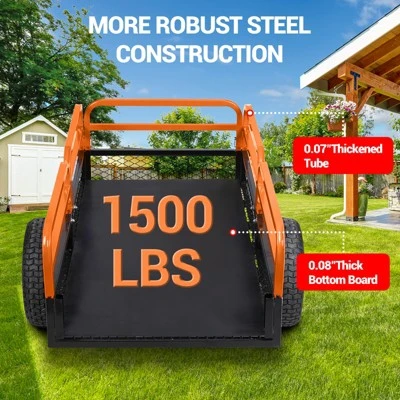 Heavy Duty Tow Behind ATV Trailer, 750 Lbs Steel Dump Cart Garden Carts With Removable Sides, Metal Utility Wagon For Riding Lawn Mower Tractor 4 Heavy Duty Tow Behind ATV Trailer, 750 Lbs Steel Dump Cart Garden Carts With Removable Sides, Metal Utility Wagon For Riding Lawn Mower Tractor - Image 4