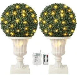 16inch Prelit Faux Boxwood Balls With Sturdy Pot Base, UV Resistant & Waterproof Fake Greenery Plants, For Front Porch Garden Home Decor 17 16inch Prelit Faux Boxwood Balls With Sturdy Pot Base, UV Resistant & Waterproof Fake Greenery Plants, For Front Porch Garden Home Decor -The Range Shop GUEST 94101682 4fb4 469e b8b8 23914cdf40d0