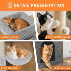 Cat Tree With Litter Box Enclosure - Hidden Cat Washroom, Indoor Kitten House With Scratching Posts, Multi Platform And Condo, Cat Tower, Hammock -The Range Shop GUEST 94b141bb ef53 4716 8913 eb22056d9d06
