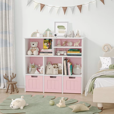 Toy Storage Cabinet W/Drawers Cubes, Children's Toy Shelf Kids Bookshelf W/Wheels, Kids Bookcase Toy Storage Organizer For Bedroom Playroom Nursery 6 Toy Storage Cabinet W/Drawers Cubes, Children's Toy Shelf Kids Bookshelf W/Wheels, Kids Bookcase Toy Storage Organizer For Bedroom Playroom Nursery - Image 6