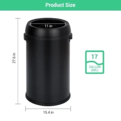 65 L Open Top Trash Can, Commercial Grade Heavy Duty Stainless Steel Garbage Can Large Waste Bins