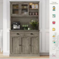 Pantry With Drawers And Adjustable Shelves, 71” Tall Kitchen Pantry Cabinet With Microwave Stand -The Range Shop GUEST 96a30c0e a8b4 4dbf af67 9e59b1f3445d