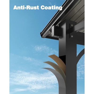 12x20 FT Lean To Gazebo, Hardtop Wall Mounted With Polycarbonate Roof, Heavy Duty Aluminum Frame Patio Awnings For Deck, Porch, Backyard, Garden 2 12x20 FT Lean To Gazebo, Hardtop Wall Mounted With Polycarbonate Roof, Heavy Duty Aluminum Frame Patio Awnings For Deck, Porch, Backyard, Garden - Image 2