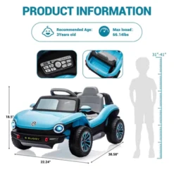 12V Kids Ride On Car Licensed Volkswagen Beetle Electric Ride On Toy For Toddlers 4 Wheeler Vehicle With Parental Remote, LED Lights, Horn, Music -The Range Shop GUEST 98062fca cdf4 4848 b02d 92a5e3e7bc37