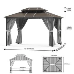 10' X 10' Aluminum Hardtop Gazebo With Galvanized Steel Double Roof Canopy, Outdoor Pergola With Curtains And Netting For Patio Backyard Deck, Grey 14 10' X 10' Aluminum Hardtop Gazebo With Galvanized Steel Double Roof Canopy, Outdoor Pergola With Curtains And Netting For Patio Backyard Deck, Grey -The Range Shop GUEST 989bf8be 532b 4279 a0ca 74216f5012ec