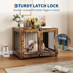 Wooden Dog Crate With Dual Locking Doors, Chew-Resistant Breed Indoor Kennel, Pet Cage End Table -The Range Shop GUEST 9986183e 886a 4a9b a37b a01387ff32fc