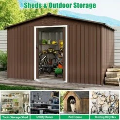10X12 FT Outdoor Storage Shed, Galvanized Steel Storage Shed, Steel Sliding Doors, Weather Resistant, Garden Tool Shed With Lockable Door -The Range Shop GUEST 9a13dc03 9d1b 42eb 9911 ba5e01f09a6c