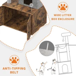 Cat Tree With Litter Box Enclosure - Hidden Cat Washroom, Indoor Kitten House With Scratching Posts, Multi Platform And Condo, Cat Tower, Hammock -The Range Shop GUEST 9b834ff1 8a3e 4b2a 8997 e776ea820477
