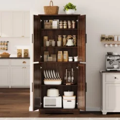 Pantry Cabinet, 70" Kitchen Pantry Cabinet With Doors And Adjustable Shelves, Freestanding Cupboard