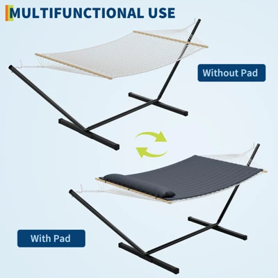 Instant-Setup 2-Person Hammock With Reinforced Steel Frame Portable Outdoor Lounger For Garden Camping And Beach 450lb Capacity Quick-Fold Carry Bag 3 Instant-Setup 2-Person Hammock With Reinforced Steel Frame Portable Outdoor Lounger For Garden Camping And Beach 450lb Capacity Quick-Fold Carry Bag - Image 3