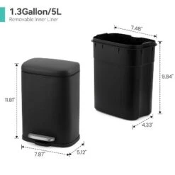 1.3 Gallon Small Bathroom Trash Can, Stainless Steel Garbage Can With Soft Close Lid & Removable Inner Bucket, Slim For Small Spaces, Kitchens -The Range Shop GUEST 9ee293b1 b8e3 4c3d b325 4e140e0908c3