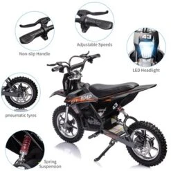 36V Ride On Dirt Bike For Kids,Fast Speed Electric Powered Off-Road Motorcycle,15.5MPH,Led Light,Leather Seat,Disc Brake,Air-Filled Tires,Black -The Range Shop GUEST 9efa9e70 965d 4cf4 b331 01a1bd57417f