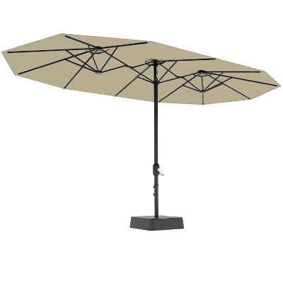 15FT Large Patio Umbrella With Base Included, Oversized Shade For 2-8 People, Double-Sided Rectangle Umbrella, Weighted Base For Pool, Deck, Backyard 6 15FT Large Patio Umbrella With Base Included, Oversized Shade For 2-8 People, Double-Sided Rectangle Umbrella, Weighted Base For Pool, Deck, Backyard - Image 6