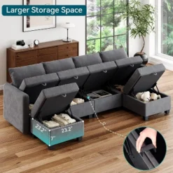 Modular Sofa Sectional Sleeper Couch With 2 Ottomans, 9 Seat Convertible U Shaped Modular Couch With Storage, Oversized Sofa Sleeper -The Range Shop GUEST a0487a29 df14 423d 87dc 08c5f8365a53