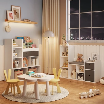 Kids Bookshelf, Children Bookcase With Soft Cushion Seat, Children Toy Storage Cubby, Kids Storage Cabinet For Playroom, Kids Room, Hallway 4 Kids Bookshelf, Children Bookcase With Soft Cushion Seat, Children Toy Storage Cubby, Kids Storage Cabinet For Playroom, Kids Room, Hallway - Image 4