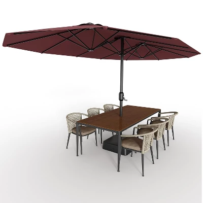 15FT Large Patio Umbrella With Base Included, Oversized Shade For 2-8 People, Double-Sided Rectangle Umbrella, Weighted Base For Pool, Deck, Backyard 7 15FT Large Patio Umbrella With Base Included, Oversized Shade For 2-8 People, Double-Sided Rectangle Umbrella, Weighted Base For Pool, Deck, Backyard - Image 7