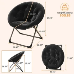 Saucer Chair, Comfy Chair Faux Fur Lounge Moon Chair With Folding Metal Frame, Flower Accent Seat -The Range Shop GUEST a24d51fc 6ee6 4658 9c0b 5e364567212e