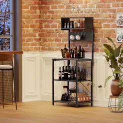 Kitchen Baker Rack, 4-Tier Kitchen Storage Shelf Rack With 10 Hooks, Industrial Microwave Stand, Standing Coffee Bar Table For Spices, Pots And Pans -The Range Shop GUEST a2f1de9f 2809 46ed 8afd 372743b466e4