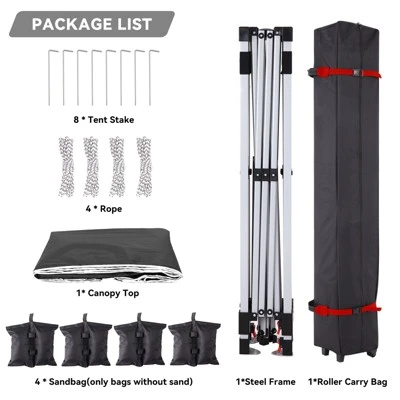 10x10 Ft Pop Up Canopy Tent W/Sidewall, Instant Portable Shelter W/Vented Roof Wheeled Carry Bag, Outdoor Sun Shade For Beach, Camping, Patio 3 10x10 Ft Pop Up Canopy Tent W/Sidewall, Instant Portable Shelter W/Vented Roof Wheeled Carry Bag, Outdoor Sun Shade For Beach, Camping, Patio - Image 3