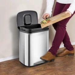 13 Gallon Step Trash Can, Stainless Steel Waste Bin With Removable Inner Bucket & Soft-Close Lid -The Range Shop GUEST a40684f7 b9fc 46a3 80e6 054f9657fa44