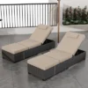 Wicker Chaise Outdoor，Reclining Adjustable Pool Rattan Chaise Chair，Patio Rattan Wicker Chaise Lounge Chair Set Of 2, For Pool Deck