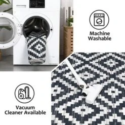 Washable Modern Geometric Living Room Area Rugs, Soft Non Slip Bedroom Carpet, Low Pile Foldable Thin Mat -The Range Shop GUEST a4814b91 4264 4f56 b2fd ef3b813ab19e