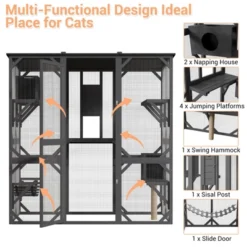 70'' Large Walk-in Catio Outdoor Cat Enclosure With Window, 4 Jumping Platforms & 2 Resting Box -The Range Shop GUEST a4b87e95 ae0a 4cf9 b3df 5d415b0ca1e9