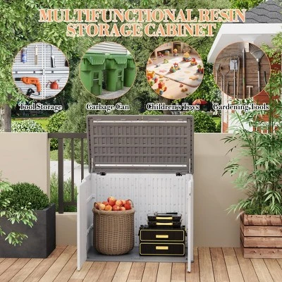 Outdoor Storage Cabinet,Waterproof Outdoor Shed With Floor,Resin Weather Resistant Tools Storage House Shed For Garden Backyard, Easy Assembly,White 5 Outdoor Storage Cabinet,Waterproof Outdoor Shed With Floor,Resin Weather Resistant Tools Storage House Shed For Garden Backyard, Easy Assembly,White - Image 5