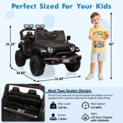 24V Kids Ride On Car, 4WD Electric Vehicle Truck With Remote Control, Ride On Truck With 3 Speeds, Led Lights, Bluetooth, For Boys Girls 3-10 -The Range Shop GUEST a52b01f5 a1c2 41a3 9875 22683eabdce0