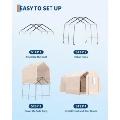 10x10FT Outdoor Storage Shed Carport With Roll-Up Zipper Door, Portable Garage Storage Shelter Heavy Duty Waterproof PE Tarp For Bike, ATV, Khaki -The Range Shop GUEST a5c7eda9 e2b9 48d6 bd16 56749b2a3415