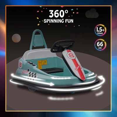 6V Bumper Car For Toddlers, 1.9 MPH Max Speed, Steering Wheel, 360 Degree Spin, 2-Speeds, Lights, Music & Horn 3 6V Bumper Car For Toddlers, 1.9 MPH Max Speed, Steering Wheel, 360 Degree Spin, 2-Speeds, Lights, Music & Horn - Image 3