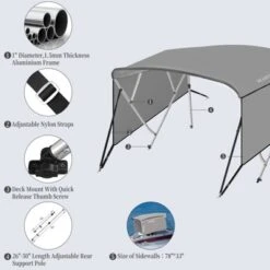 4 Bow Bimini Tops For Boat, Boat Canopy With Zippered Side Curtains, Marine Grade Canvas & PU-Coated Fabric, Include 2 Straps, 2 Rear Support Pole 10 4 Bow Bimini Tops For Boat, Boat Canopy With Zippered Side Curtains, Marine Grade Canvas & PU-Coated Fabric, Include 2 Straps, 2 Rear Support Pole -The Range Shop GUEST a65c1d74 cf70 49bf affc bf38280330df